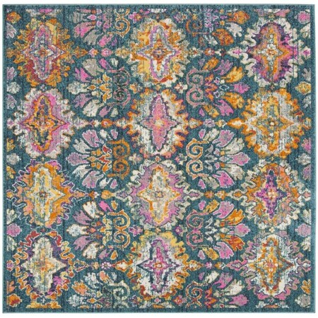 Safavieh 6 ft.-7 in. x 6 ft.-7 in. Madison Power Loomed Square Area Rug Blue & Orange MAD144A-7SQ